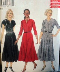 6104 NL LONGER FLARE BUTTON/SNAP V-DRESS PATTERN 8-18